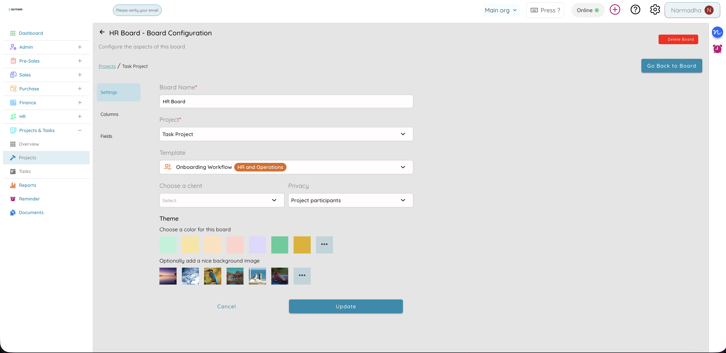 Board Configuration - Configure boards to match your process